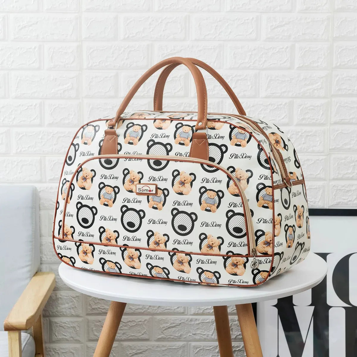 Le sac des voyageurs 14 / 52x35cm Portable Travel Bag PU Duffel Bags Waterproof Large Small Women Hand Bag Short-term Travel Shoulder Bag Large Capacity Handbags