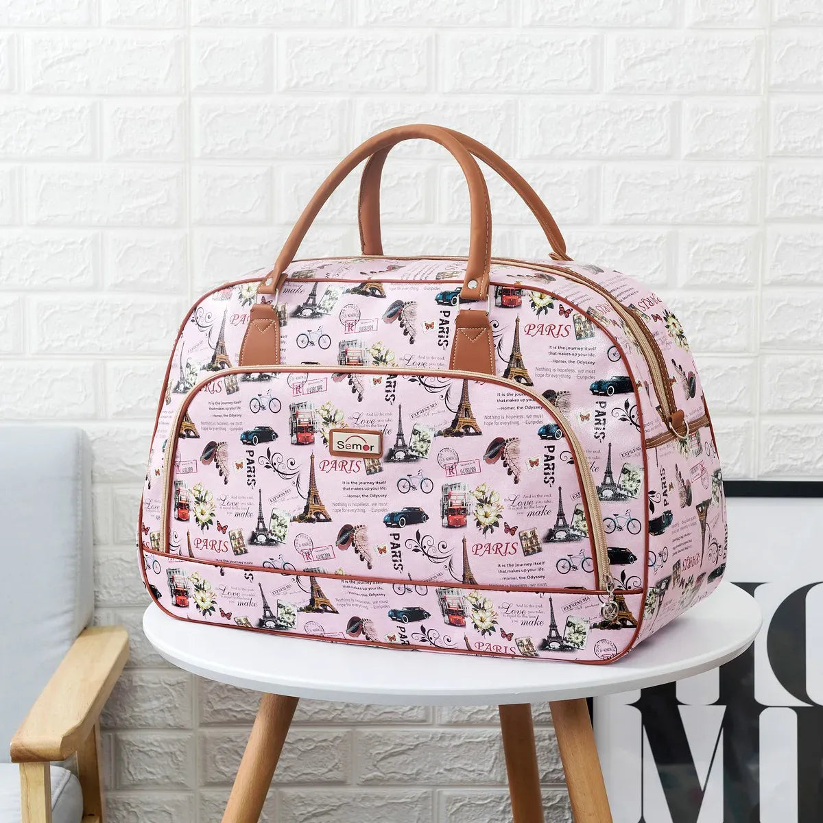 Le sac des voyageurs 16 / 52x35cm Portable Travel Bag PU Duffel Bags Waterproof Large Small Women Hand Bag Short-term Travel Shoulder Bag Large Capacity Handbags