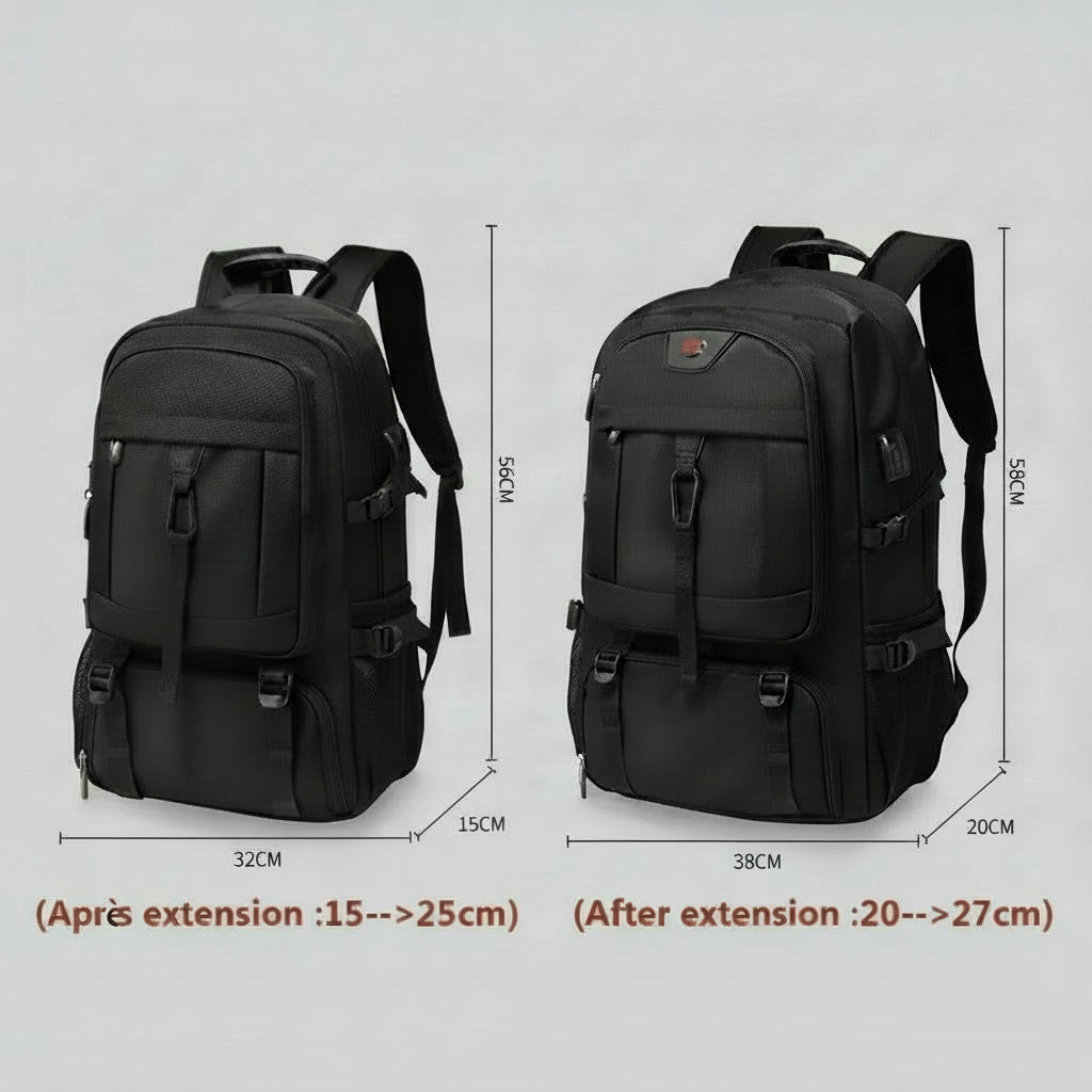 Le sac des voyageurs 50L 80L Large Travel Backpack Men Separate Shoe Compartment Business Bag Outdoor Sports Waterproof Man Black Storage Backpacks