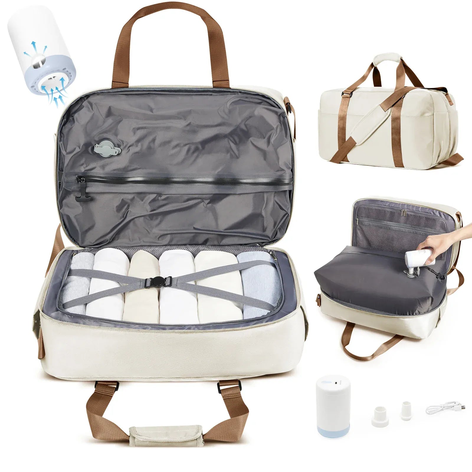 Le sac des voyageurs Beige Sac de Voyage Cabine Compression