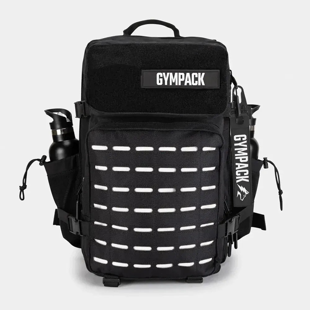 Le sac des voyageurs Black White 50L Tactical Gym Backpack with Patch and Keychain for Gym Sports Athletes