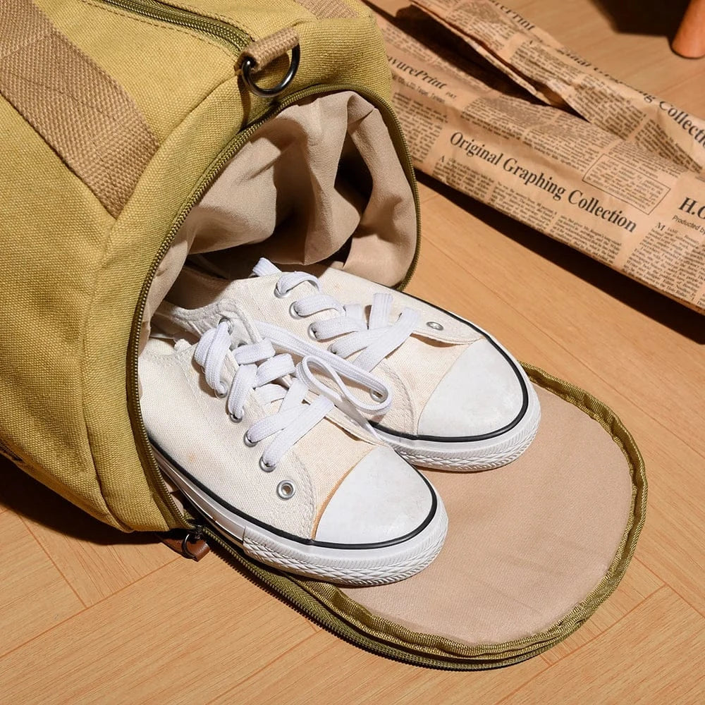 Le sac des voyageurs Khaki Sac de Sport en Toile Tendance