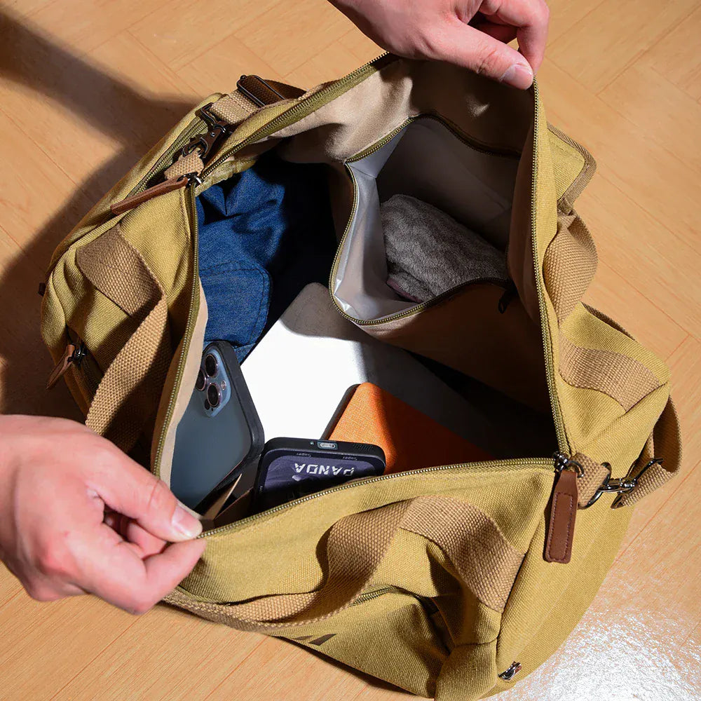 Le sac des voyageurs Khaki Sac de Sport en Toile Tendance