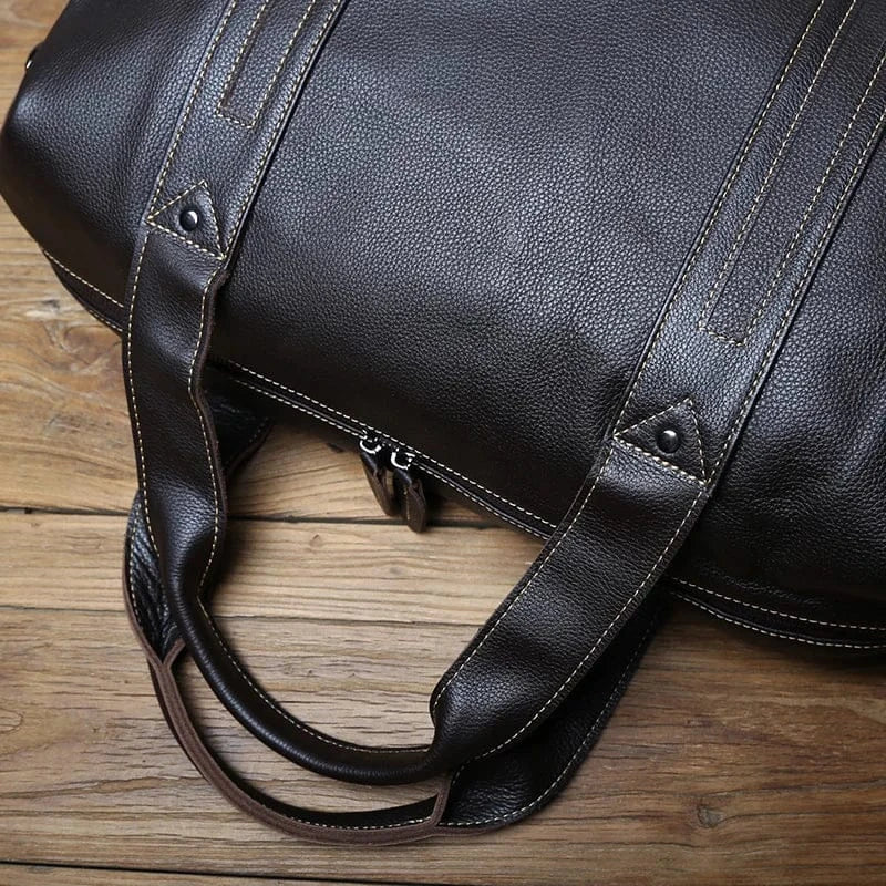 Le sac des voyageurs NZPJ Vintage Leather Men Travel Bag Natural Cowhide Handbag Casual Shoulder Messenger Computer  Bag Large Capacity Luggage Bag