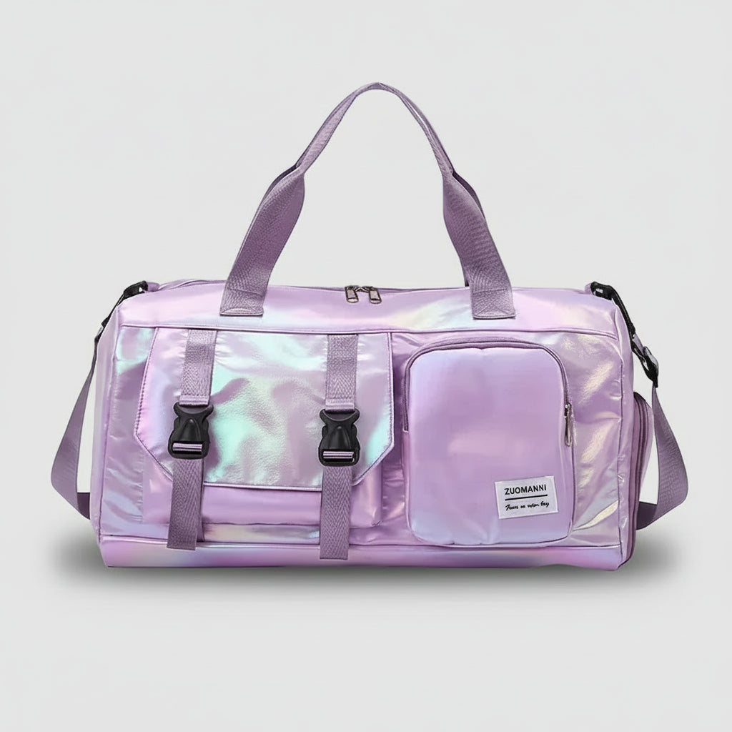 Le sac des voyageurs Purple Large Capacity Women'S Nylon Travel Duffel Bag,Weekender Gym Tote with Shoe Compartment, Versatile Sports & Fitness Carry-On