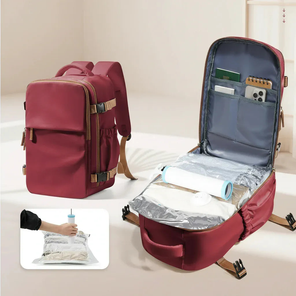 Le sac des voyageurs rouge Sac a Dos Cabine Compression