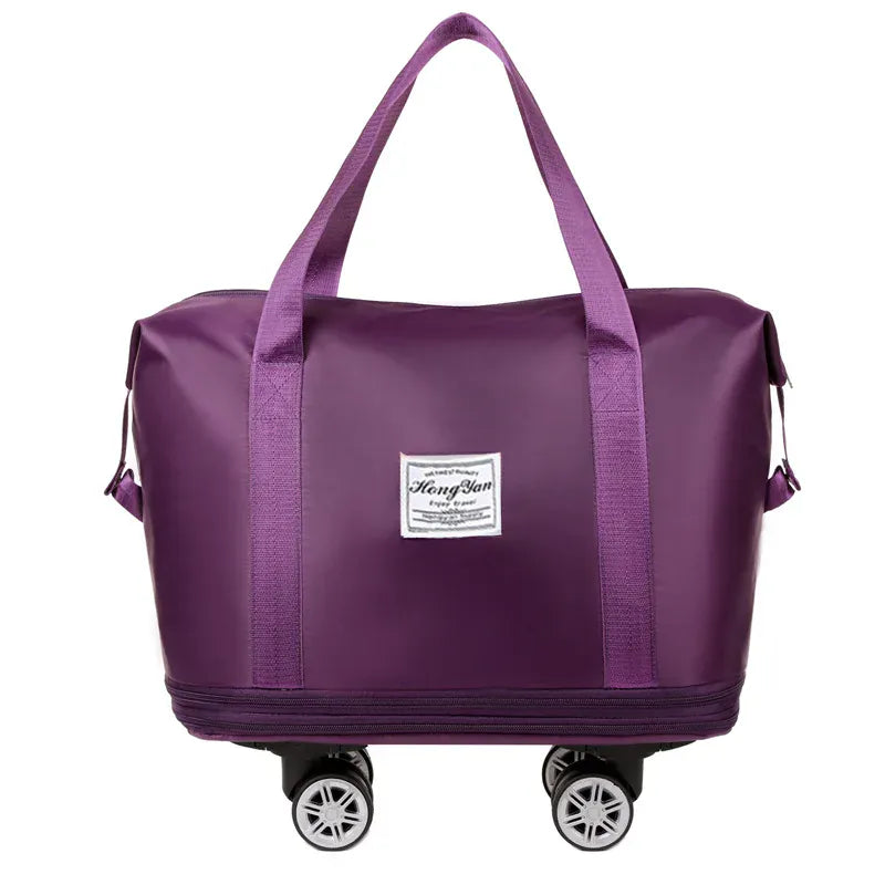 Le sac des voyageurs violet foncé Sac de Voyage Extensible a Roulettes