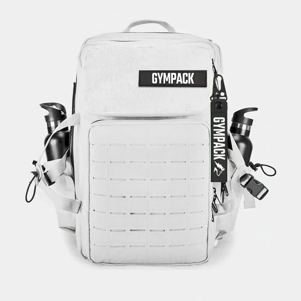 Le sac des voyageurs White 50L Tactical Gym Backpack with Patch and Keychain for Gym Sports Athletes