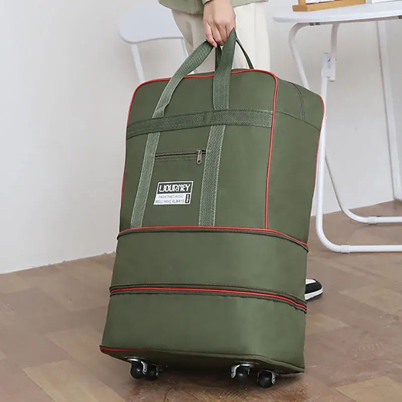 Sac de Voyage Kaki à Roulettes – Grande Capacité & Maniabilité
